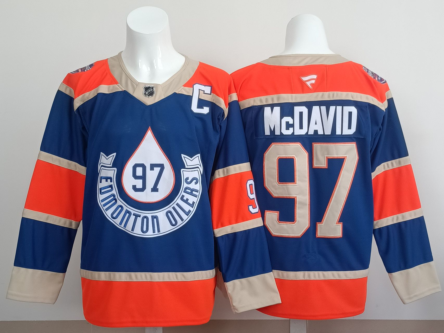 Men 2025 Edmonton Oilers #97 Mcdavid Blue Fanatics Home Premium NHL Jersey style 2